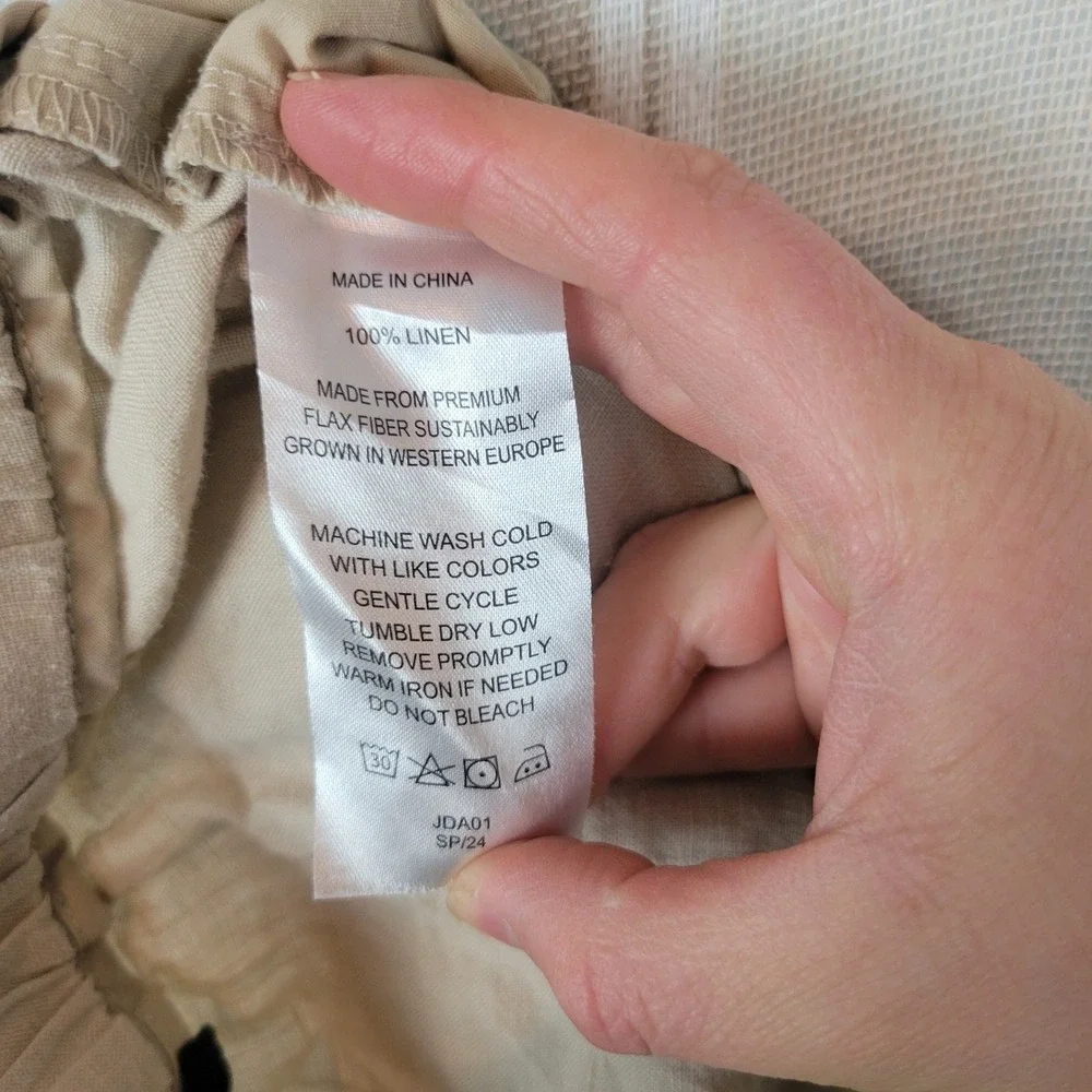 Quince 100% European Linen Pants‎ Driftwood Size Medium Tan Beige Lagenlook